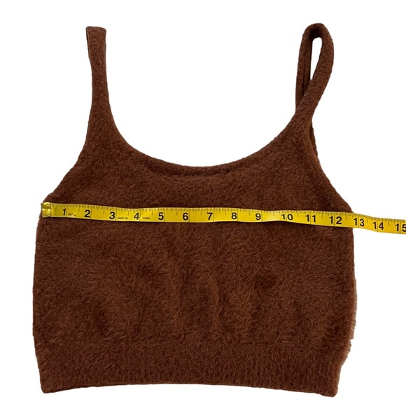 Carbon 38 Fuzzy Matching Crop Top and Pants Set M Brown - Picture 11 of 16